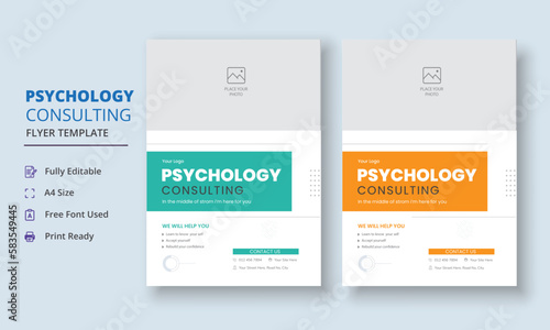 Psychology Counseling Flyer, Psychology therapy Flyer, Mental Health Awareness Flyer Template