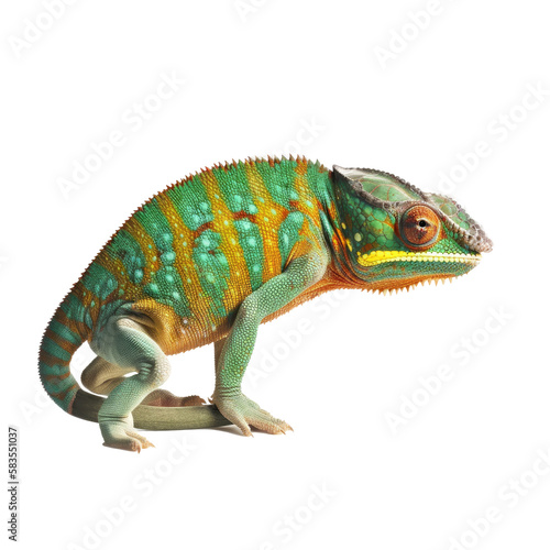 color chameleon isolated on white
