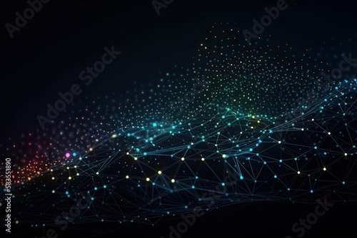 Futuristic network connecting dots - Computer generated abstract background, Generative AI