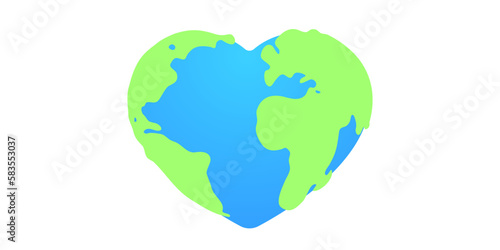 Earth heart shaped isolated illustration