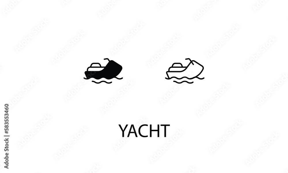Obraz premium Yacht icons with 2 styles outline icon, glyph icon, vector stock.