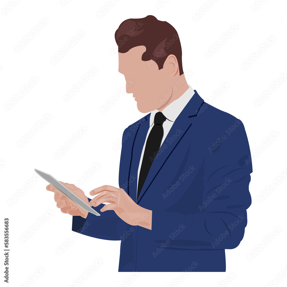 Manager. Portrait of a happy business man holding tablet computer. He needs to buy or sell virtual currency Bitcoin. Sales man working using her digital pad. Businessman working on-line. Manager. Portrait of a happy business man holding tablet computer. He needs to buy or sell virtual currency Bitcoin. Sales man working using her digital pad. Businessman working on-line.