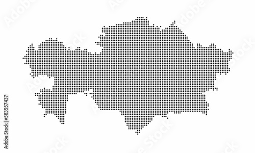Kazakhstan dotted map with grunge texture in dot style. Abstract vector illustration of a country map with halftone effect for infographic. 