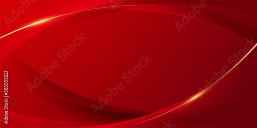 red abstract background with golden line elements modern design vector illustration