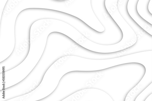Abstract wavy white curve lines with shadow and topography map concept.