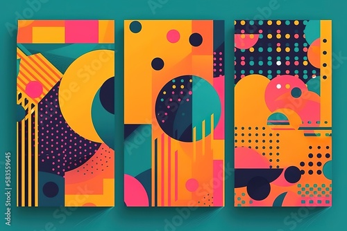 Modern abstract covers set  minimal covers design. Colorful geometric background  vector illustration.   Generative AI