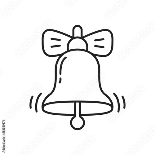 Bell with a bow icon. High quality black vector illustration.