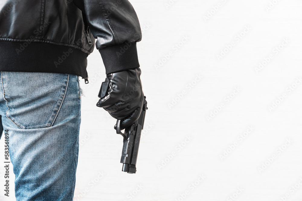firearms for self-defense. The concept of legalizing the sale of weapons. Hands holding gun isolated on white background firearms for self-defense. The concept of legalizing the sale of weapons. Hands holding gun isolated on white background