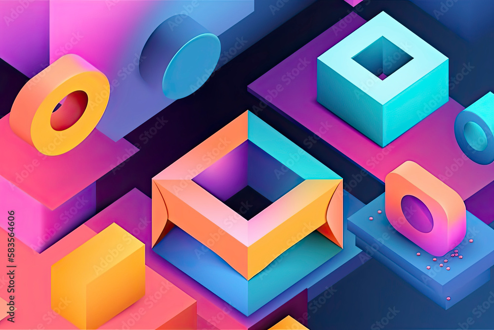 Isometric impossible colorful shapes. Abstract geometric background Isometric impossible colorful shapes. Abstract geometric background