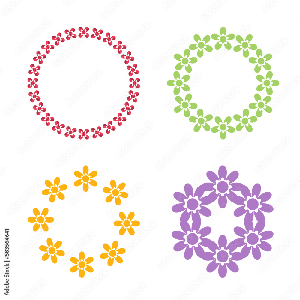 Simple Flat Circle Flower Frame Vector Simple Flat Circle Flower Frame Vector