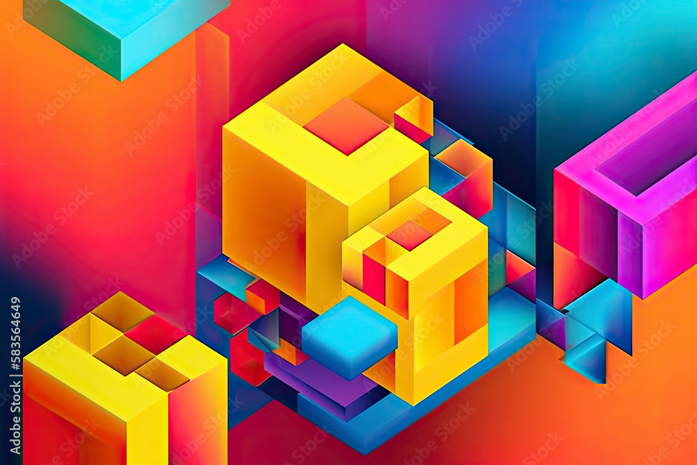 Obraz premium Isometric impossible colorful shapes. Abstract geometric background