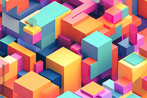Isometric impossible colorful shapes. Abstract geometric background