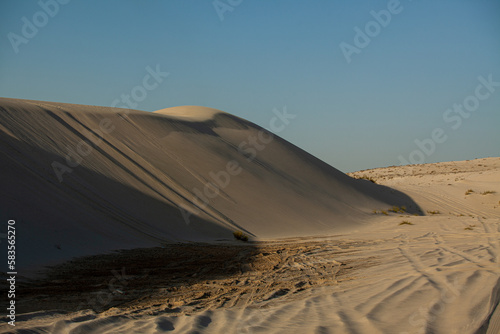 Sand dunes in desert in Qatar.