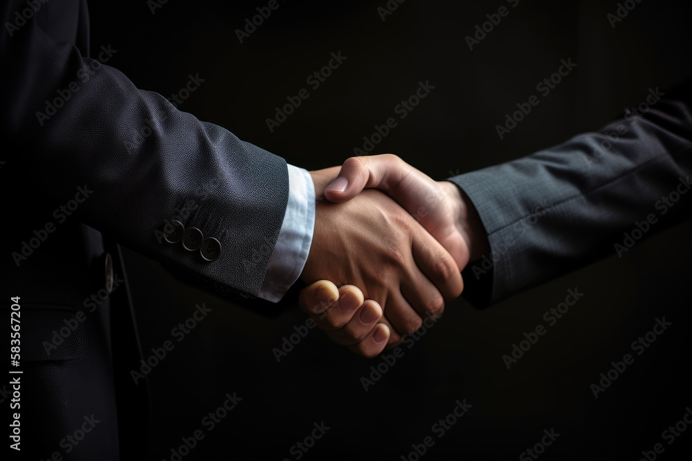 Hands shake business concept, a symbol of agreement, partnership, AI generated