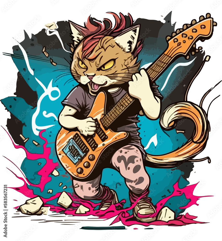 Pawsome Performance: The Feline Guitar Virtuoso