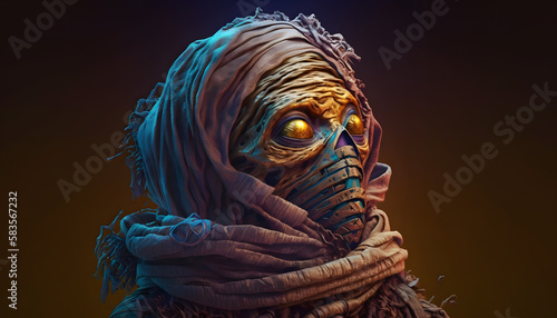 Horror Mummy portrait. Generative AI