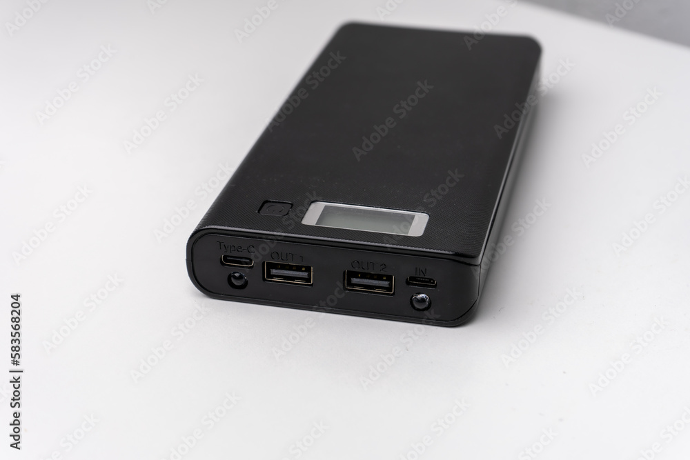 Black power bank isolated on white Black power bank isolated on white