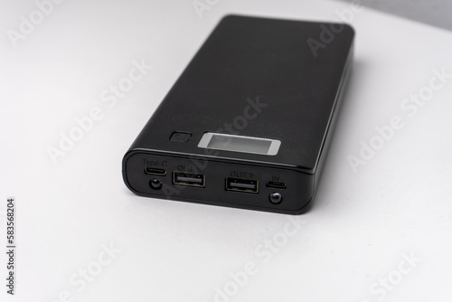 Black power bank isolated on white
