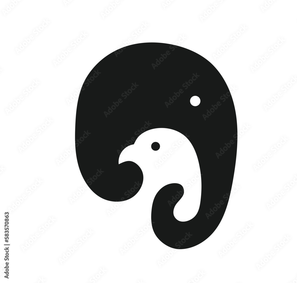 Bird and elephant logo design - editable wildlife vector icon over a white background Bird and elephant logo design - editable wildlife vector icon over a white background