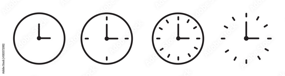 Vector Time and Clock icons set.Clocks icon collection design. Horizontal set of analog clock icon symbol .Circle arrow icon.Vector illustration. Vector Time and Clock icons set.Clocks icon collection design. Horizontal set of analog clock icon symbol .Circle arrow icon.Vector illustration.