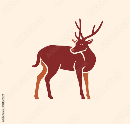 Minimalistic abstract deer design isolated on a pink background