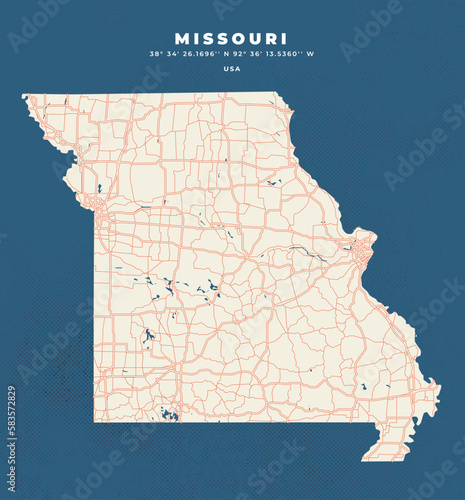 Missouri map vector poster flyer	