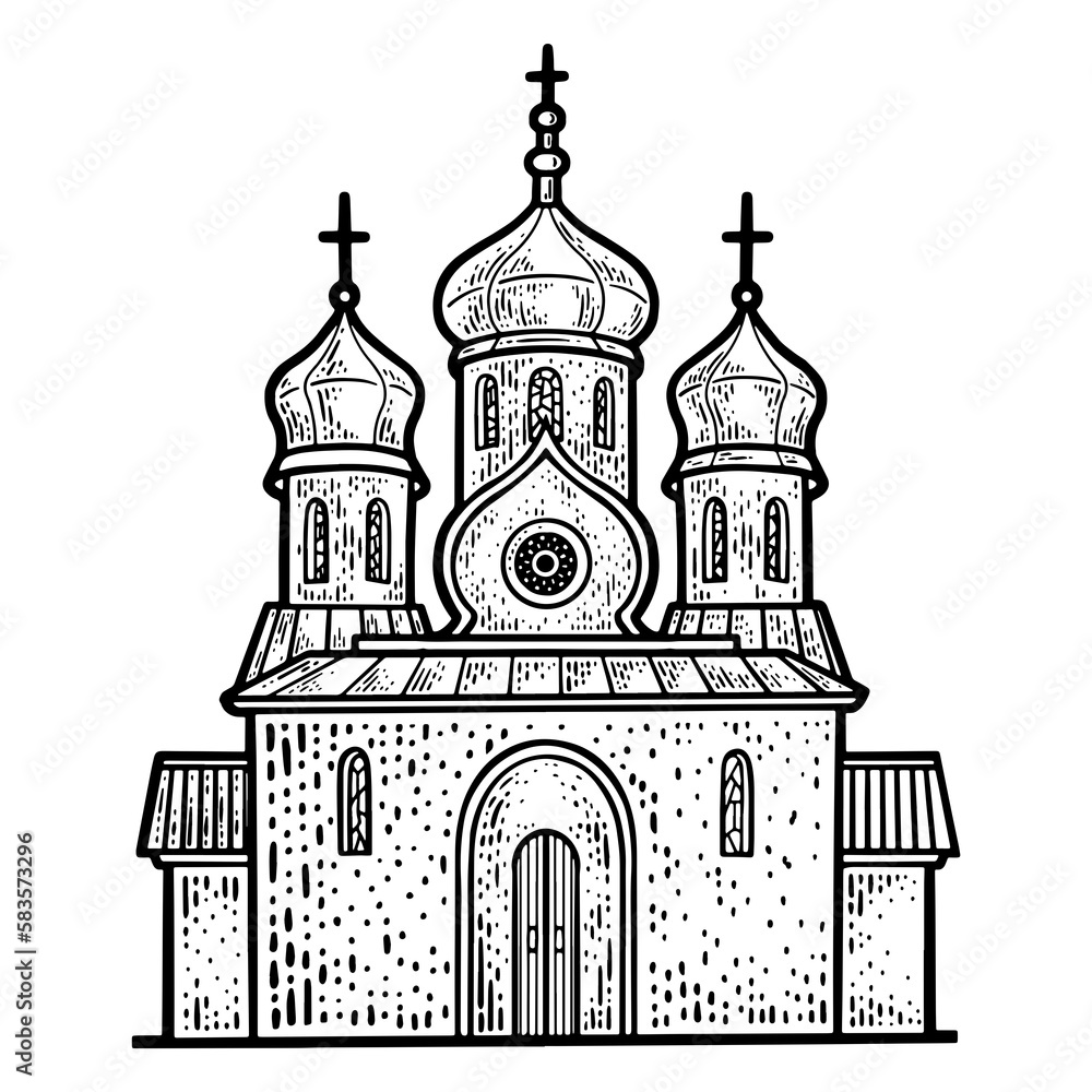 Orthodox Christian Church sketch PNG illustration with transparent background