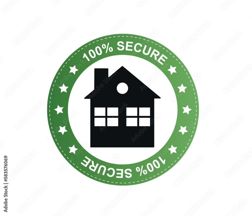 100% Safe house icon. 100% Secure icon. 100% Safe house icon. 100% Secure icon.