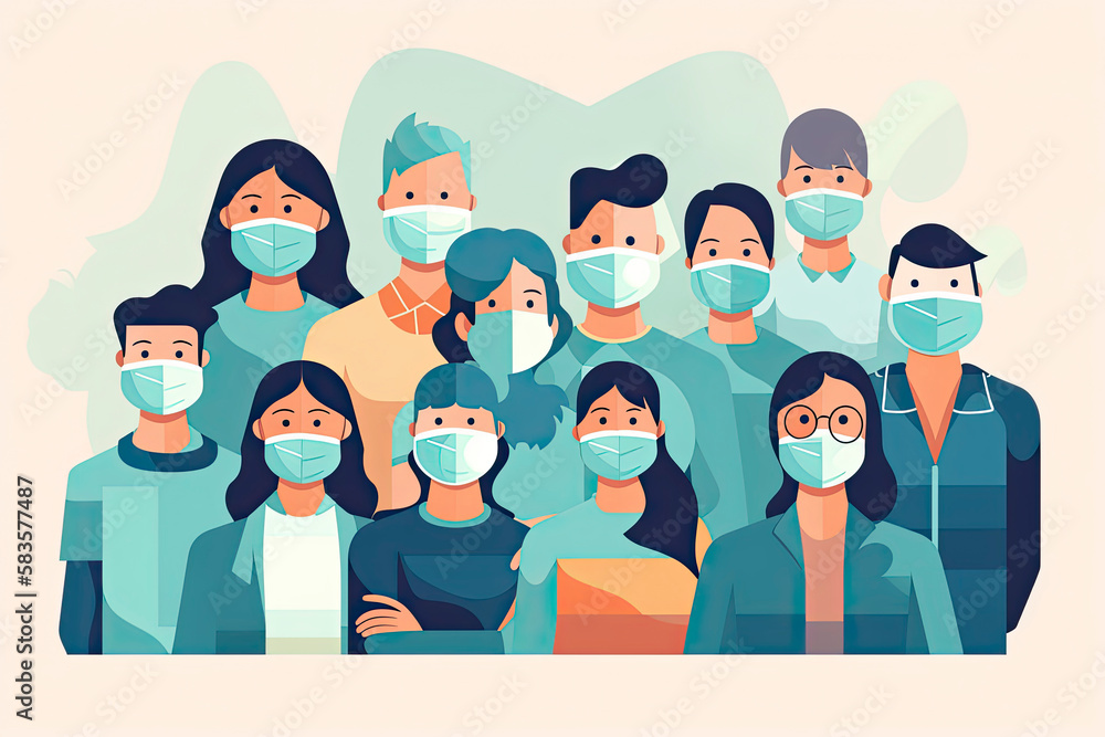 Coronavirus disease protection, Big family wear face masks for preventing COVID-19 Coronavirus disease protection, Big family wear face masks for preventing COVID-19