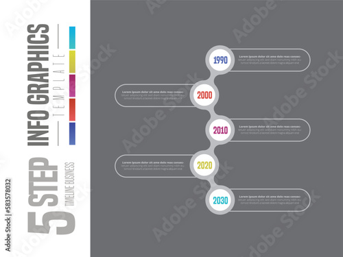 Abstract infographic showing the 5 years process of a business plan timeline For presentations and posters. Vector illustration.