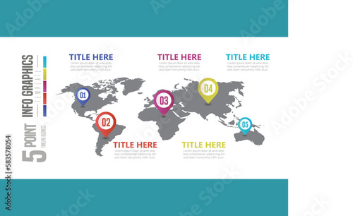 Abstract infographic showing the 5 Step process of a business plan timeline For presentations and posters. Vector illustration.