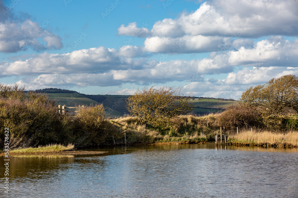 Looking out over the Cuckmere River in Sussex, on a sunny March day