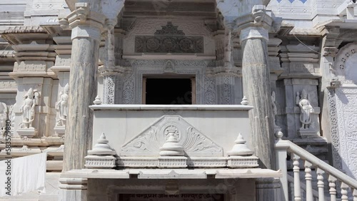 Hatundi, Bijapur, Rajasthan, India 12th March 2023: Shri Hathundi  Rata Mahaveerji Teerth. Visuals of one of the oldest Jain architecture temples, paintings and artifacts. Mahaveer Swami. Jain Dharma photo