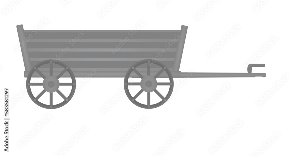 Grey wooden trailer. vector illustration Grey wooden trailer. vector illustration