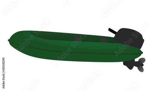 Green motor boat. vector illustration