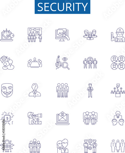Security line icons signs set. Design collection of Secure, Safeguard, Protect, Fortify, Defend, Shield, Lockdown, Guard outline concept vector illustrations