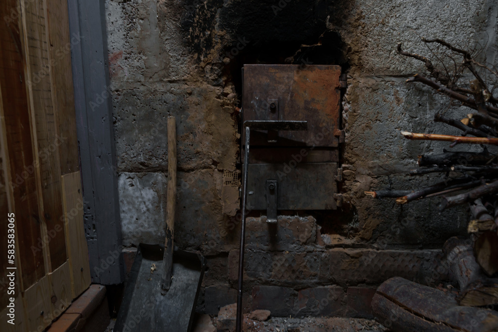 wood burning stove and brick wall fired wood burning stove and brick wall fired