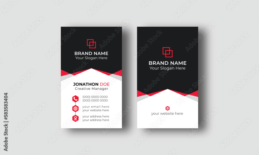 Modern Vertical Double-sided Business Card Template. Vertical business card template with abstract background. Corporate Business Card with Vertical Layout. Vertical Business Card Template design