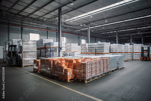 Comprehensive logistics service for fresh products. Cold storage to ensure controlled temperatures for perishable products throughout the supply chain. AI generated illustration.