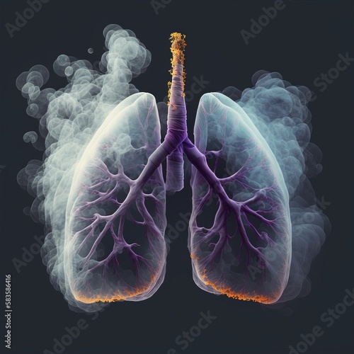 human lung with smoke, no tobacco day concept, Generative ai