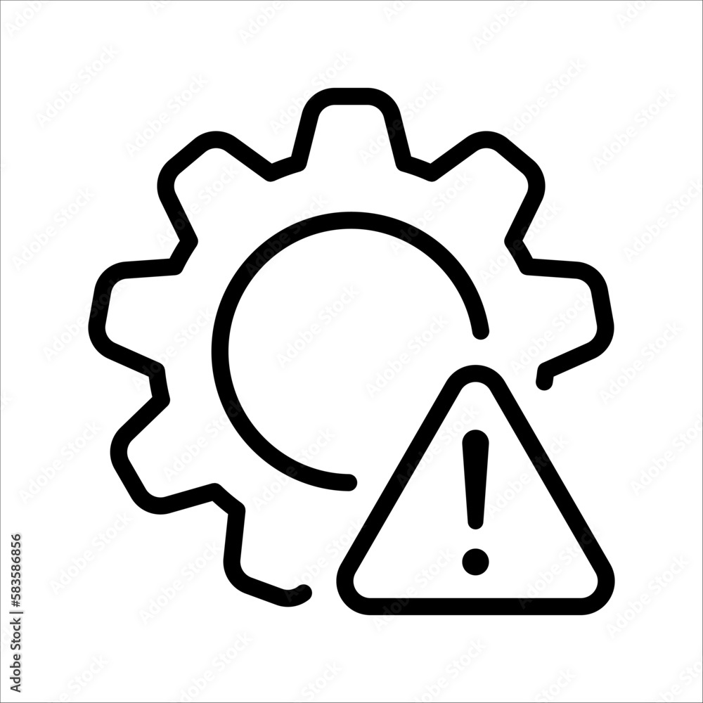 thin line failure icon with broken operational process. concept of repair or maintenance symbol. vector illustration on white background thin line failure icon with broken operational process. concept of repair or maintenance symbol. vector illustration on white background