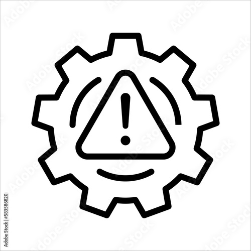 thin line failure icon with broken operational process. concept of repair or maintenance symbol. vector illustration on white background