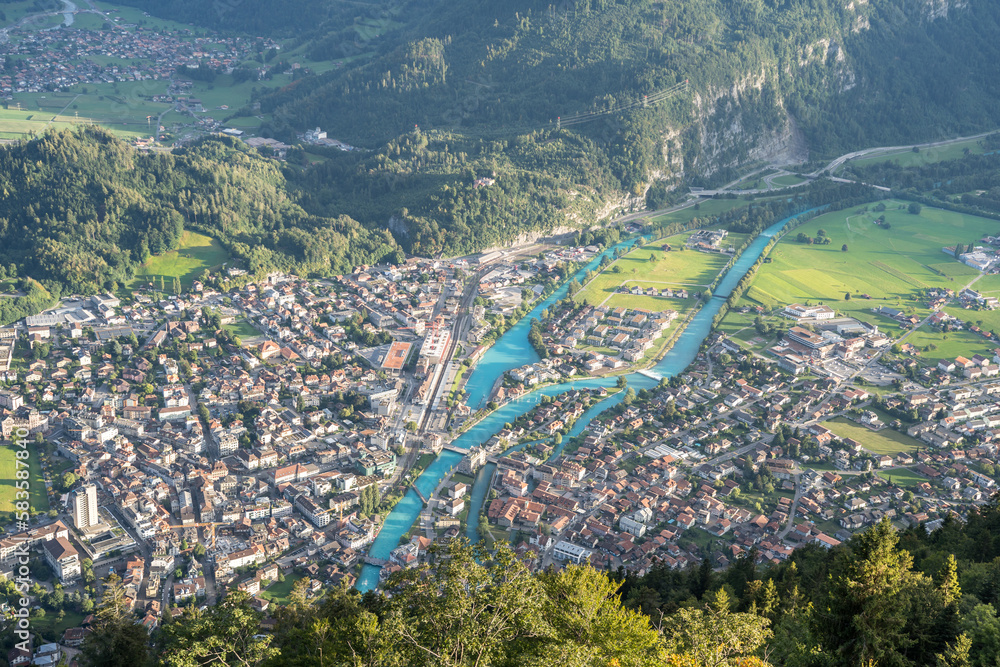 Aerial view from Harder Kulm, Switzerland