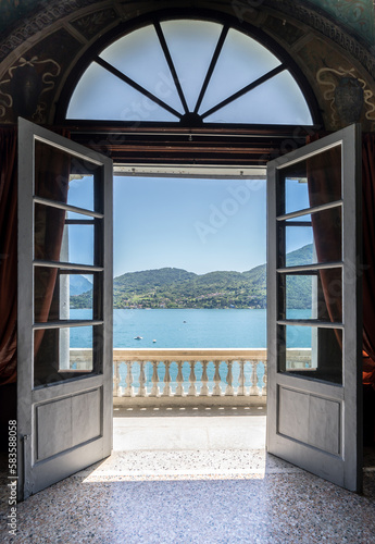 Doorway to balcony at Villa Carlotta  Como Lake  Italy