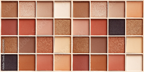Papier peint Eyeshadows palette as close up texture background, wide banner