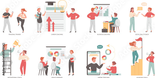 Coaching Flat Icons Set
