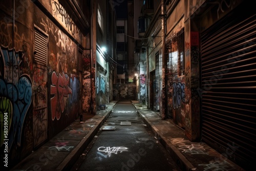 Exploring the Gritty Alleys of São Paulo, Brazil Graffiti Art Culture, GENERATIVE AI © nishihata