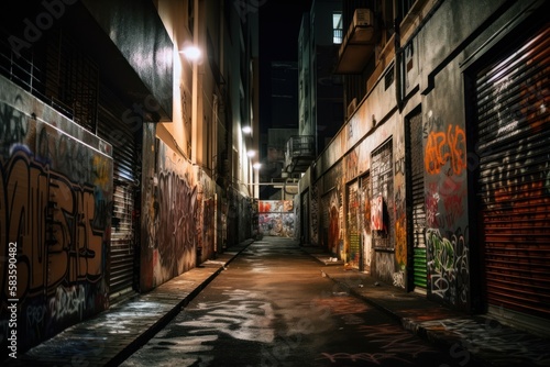 Exploring the Gritty Alleys of São Paulo, Brazil Graffiti Art Culture, GENERATIVE AI © nishihata