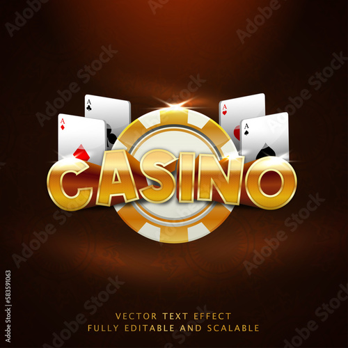 Casino vector logo 3d editable teks with background 