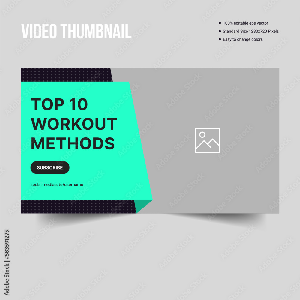 Obraz premium Daily workout plan video thumbnail banner template, fitness body tips cover banner, vector eps 10 file format